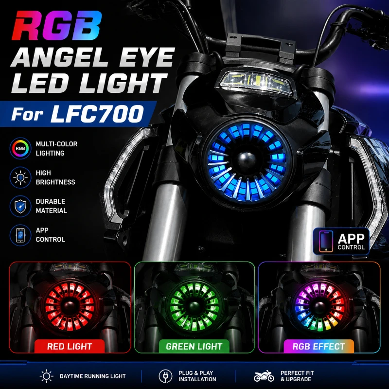RGB Angel Eye LED Intake Light APP Control Colorful Daytime Running Lamp For LFC700 Motorcycle Accessories