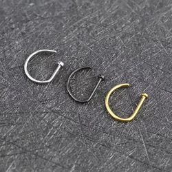 5pc Nose Rings D Shape Nose Hoop Stud Ear Cartilage Piercing Stainless Steel Nose Nostril Piercing Jewelry Women Body Piercings