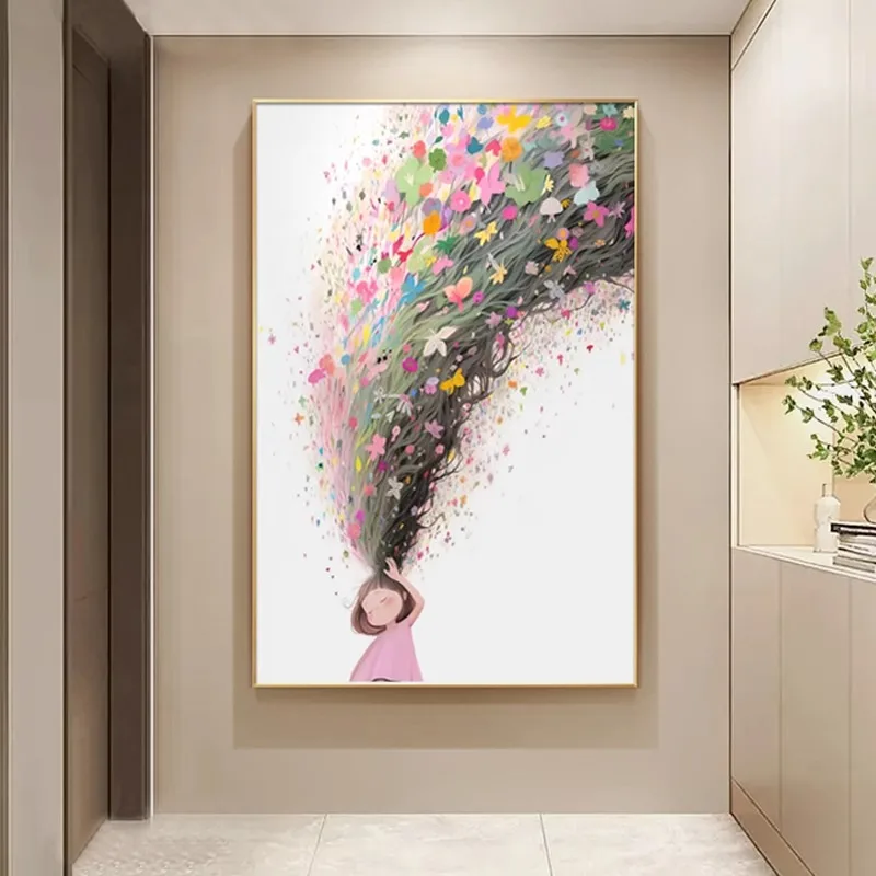 Cartoon entrance hanging paintings niche living room decorative paintings aisle murals