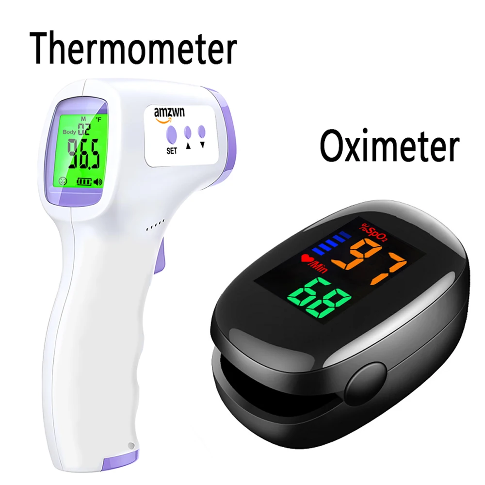 Non-contact Body Thermometer Medical Tri-color Infrared Fever Fast Temperature Tool for Baby Adult or LED Finger Clamp Oximeter