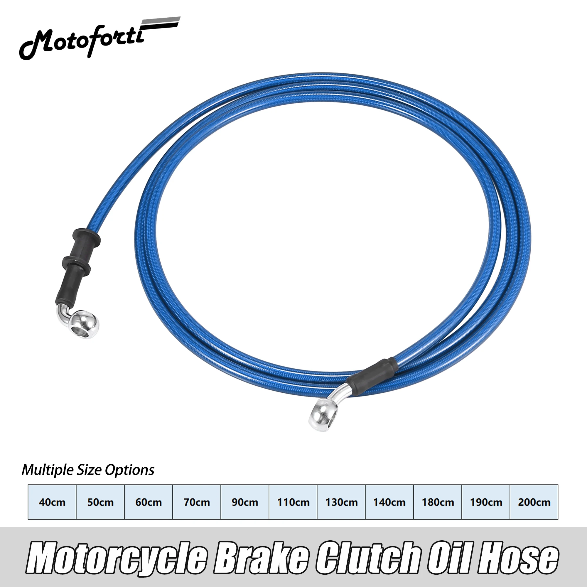Motoforti Uniwersalny 40cm motocyklowy wąż olejowy sprzęgła hamulca Niebieski wąż hydrauliczny wzmocniony w oplocie ze stali nierdzewnej