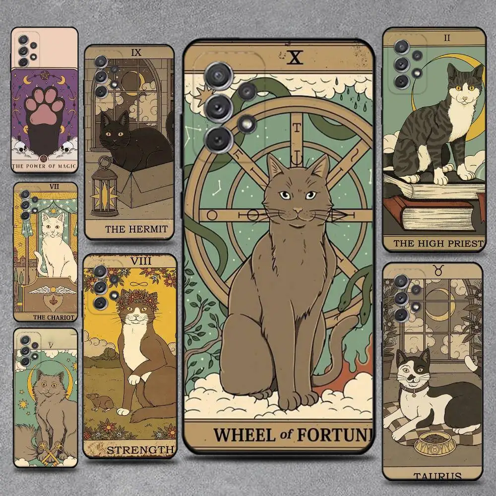 

Cartoon Tarot Card Cat Phone Case For Samsung S25,S24,S21,S22,S23,S30,Ultra,S20,Plus,Fe,Lite,Note,10,9,5G Black Cover