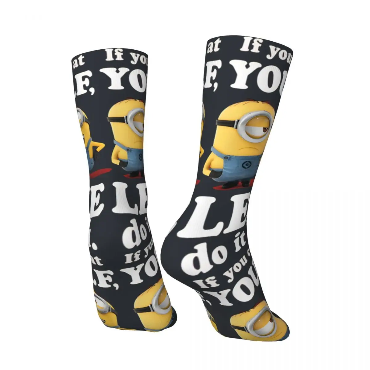 Retro Minions If You Can't Laugh At Yourself Let Me Do It For You Men's compression Socks Unisex Despicable Me Minions Crew Sock