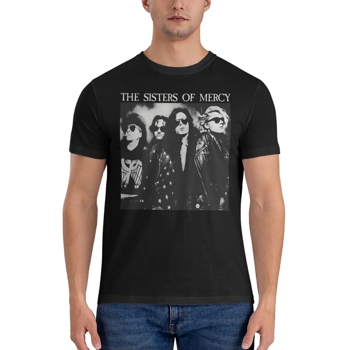 Casual Music T-Shirts Men O Neck Cotton T Shirts The Sisters Of Mercy SOM Short Sleeve Tees 4XL 5XL 6XL Clothing