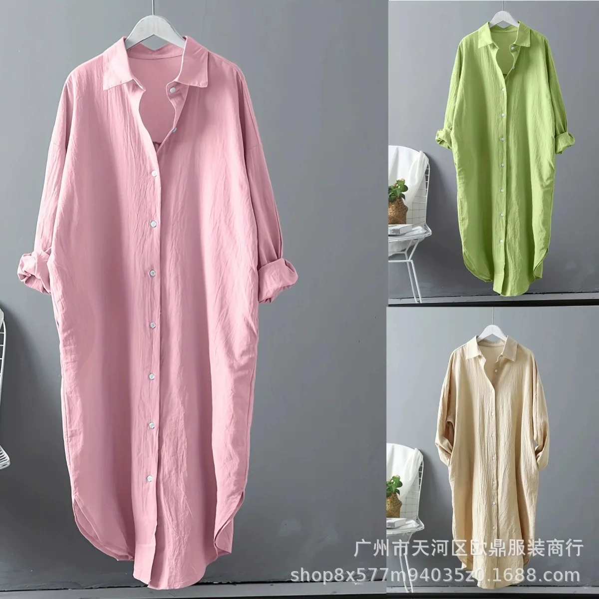 

Модная, удобная, дышащая рубашка с карманами, свободного кроя, из дышащего хлопка, средней длины, летняя повседневная блузка