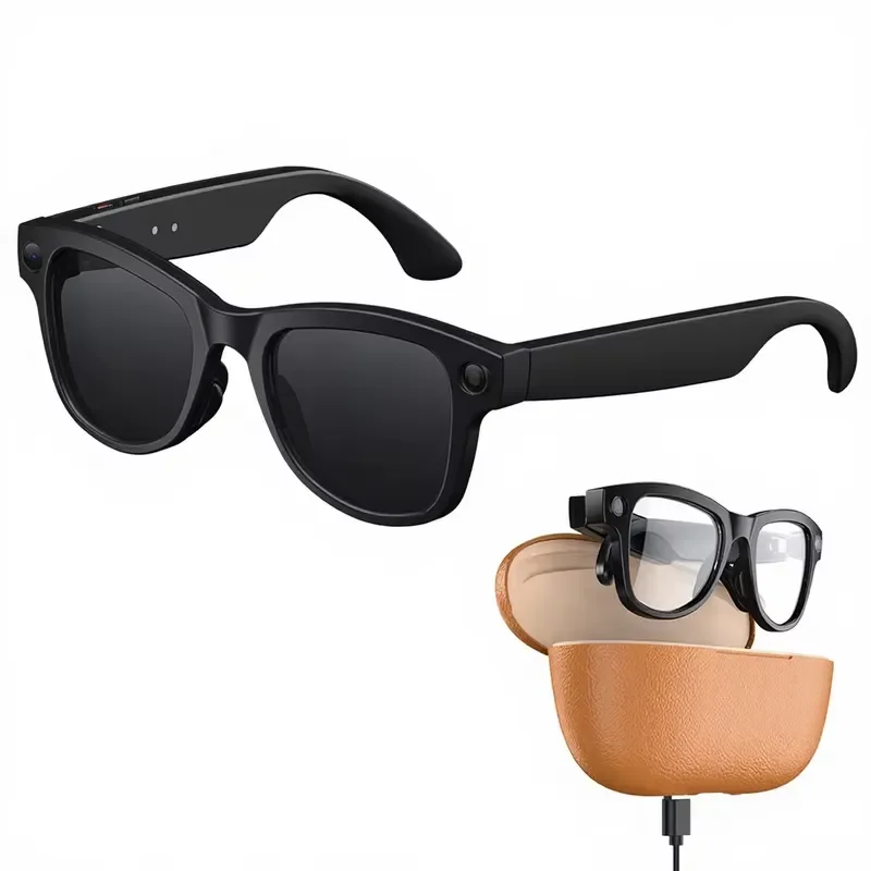 Smart Glasses with AI Translation 8MP Camera Reverse Charging Case WiFi File Transfer Object Recognition for Gafas Con Camara