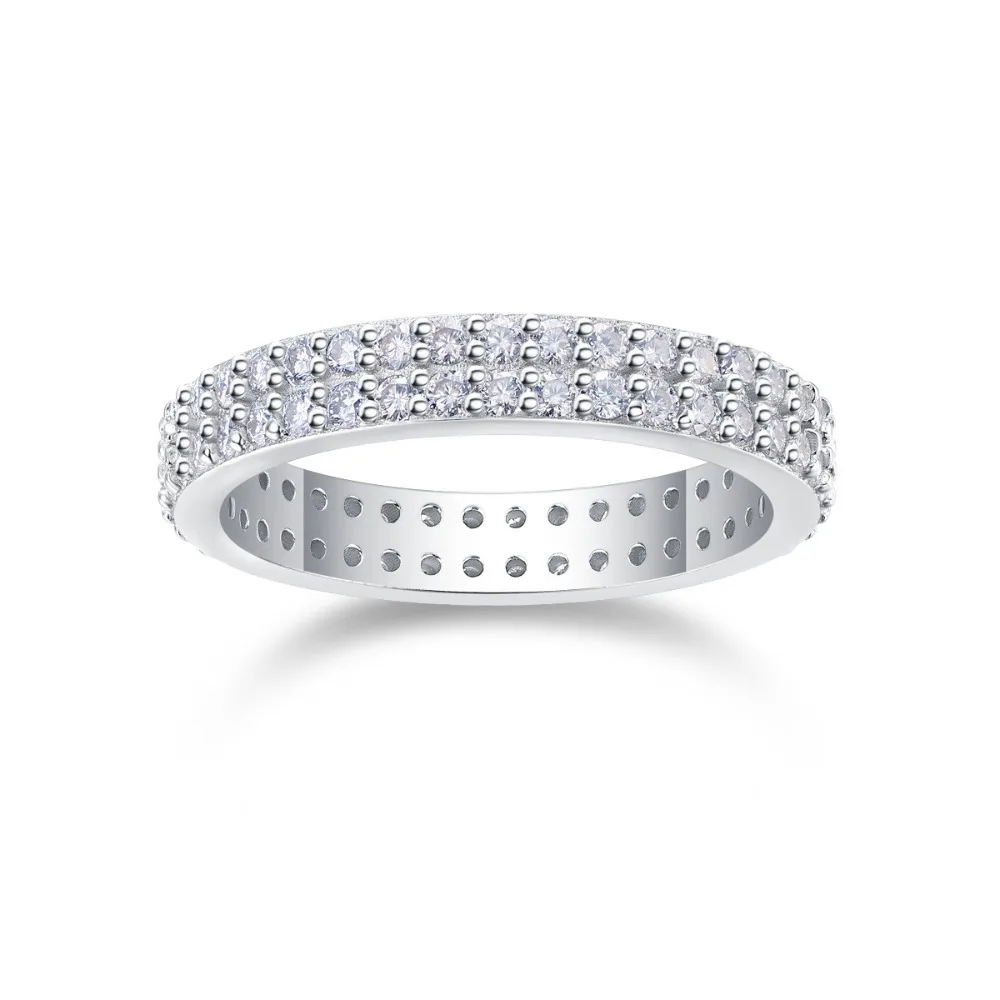 2 Rows D Color Moissanite Eternity Ring Wedding Band 925 Sterling Silver Fine Jewelry Bling Diamond Engagement Rings Pass Test