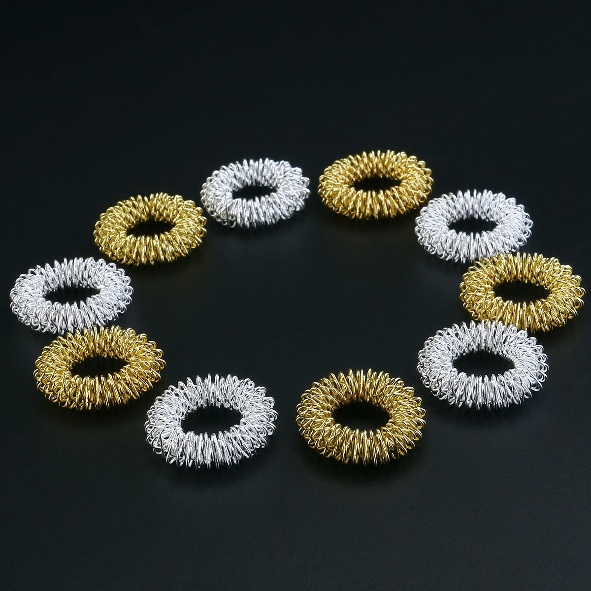 

10pcs Acupressure Massage Rings Stainless Steel Random Color For Chinese Medicine Finger Therapy Ring