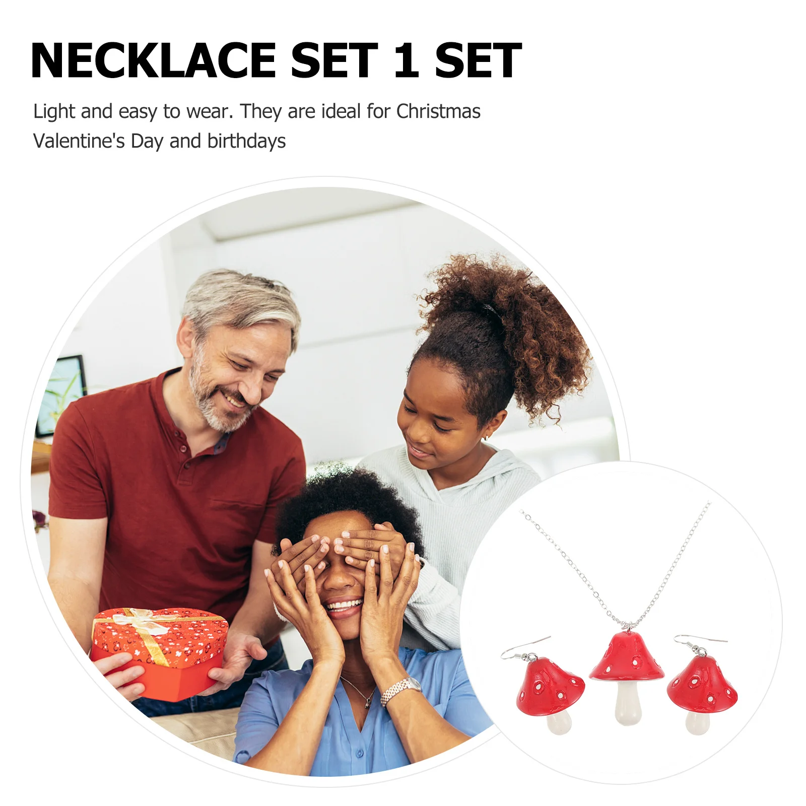 

1 Set Mushroom Earrings Necklace Set Creative Lightweight Dangle Pendant Chain For Women Jewelry Gift Wedding Christmas Birthday