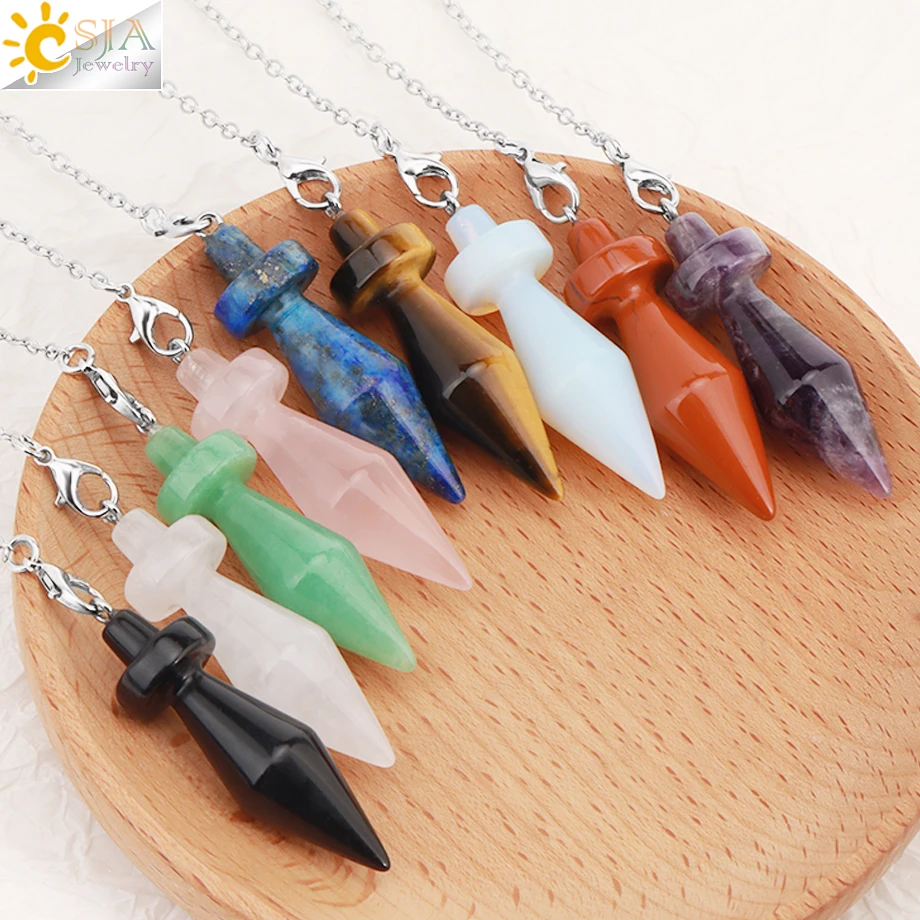 Natural Stone Cone Pendulums for Dowing Divination Pendant Reiki Esoterics Pendulum Pendule Wicca Spiritural Radiesthesia T034