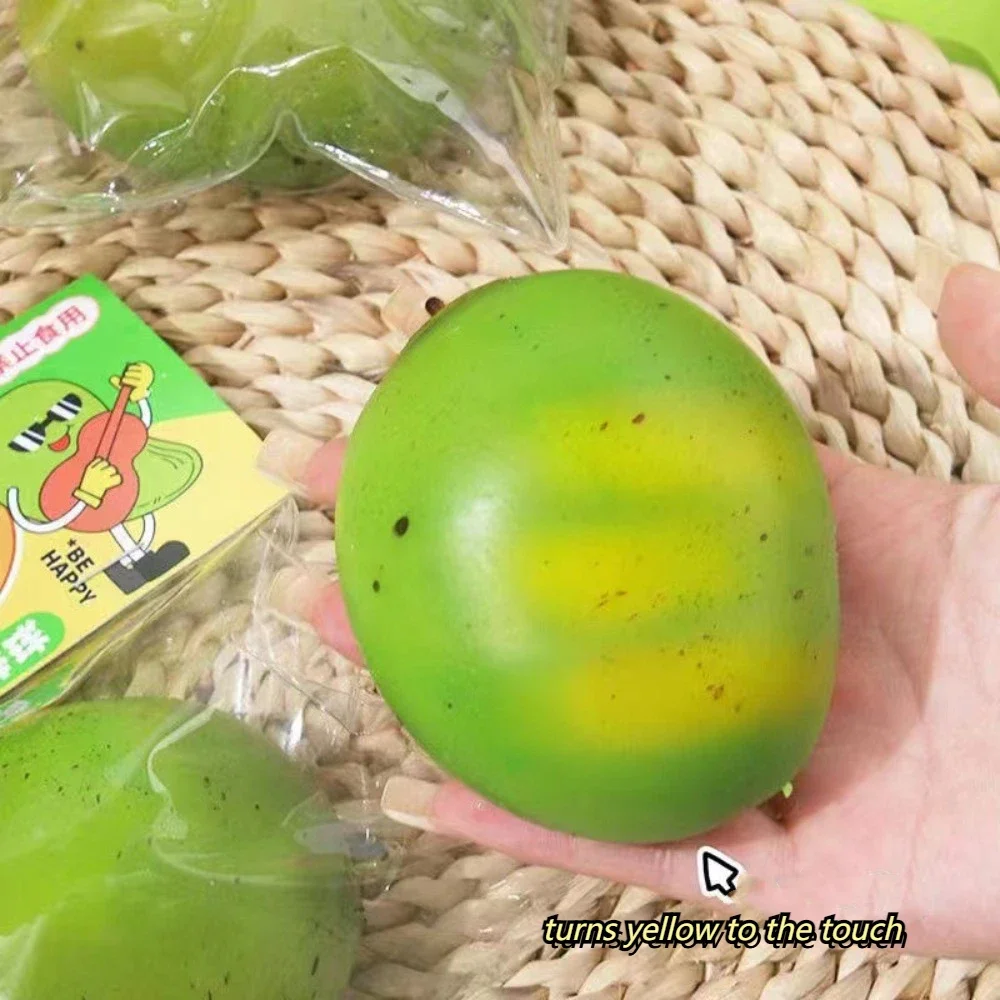 색깔 변하는 망고 핀칭 장난감 시뮬레이션 망고 스트레스 해소 스퀴시 장난감 모찌 슬로우 리바운드 감압 장난감 선물