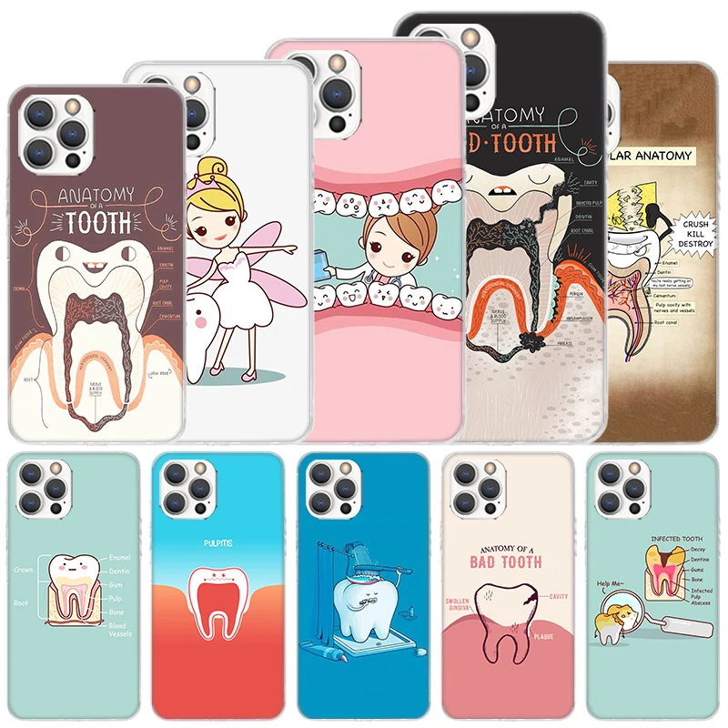 Wisdom Teeth Dentist Tooth Soft Case For iPhone 16 15 Plus 11 12 13 Mini 14 Pro Max Apple Phone Cover X XS XR SE 7 8 SE Coque 11