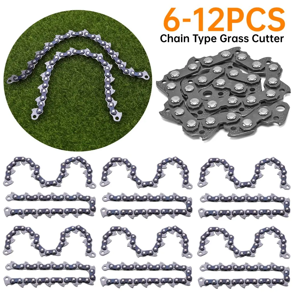 

6-12pcs Chain Type Grass Cutter Chain Blade Lawn Mower Wood Cutting Woodworking Accessories Gasoline Grass Trimmer Head Chain