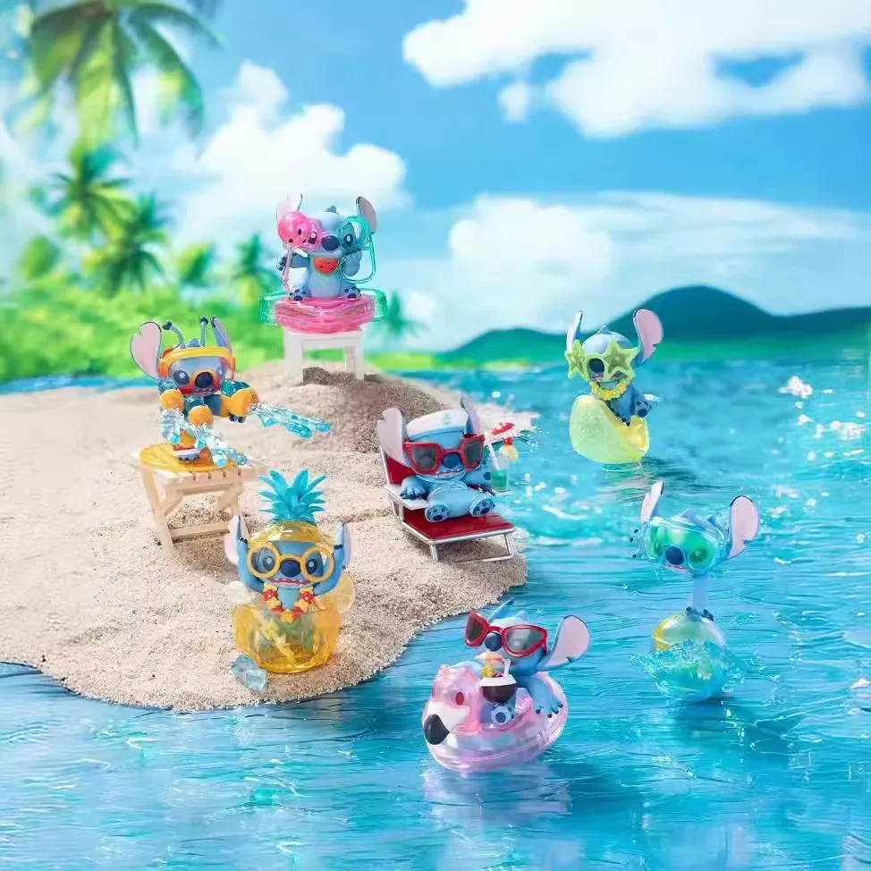 

Disney Stitch, летняя карнавальная серия, загадочная фигурка коробки, аниме, настольные украшения, сюрприз, слепая коробка, фанаты, праздничный подарок, игрушки