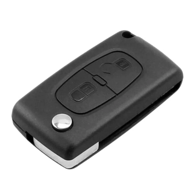 Hoja de Control remoto plegable para coche, funda de repuesto para llave Fob, accesorios con tapa de 2 botones para Peugeot 207, 307, 308, 407