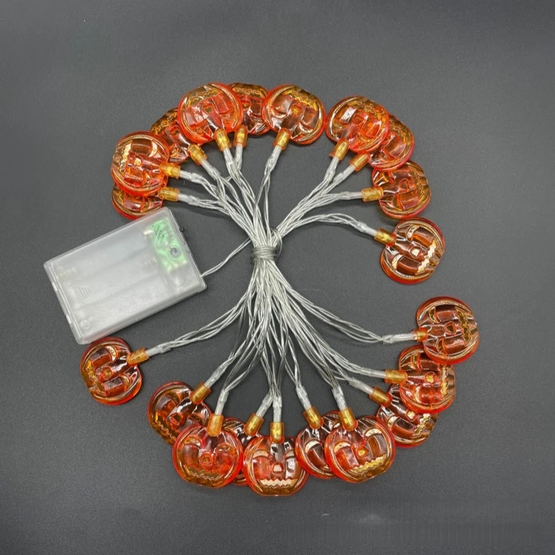 1PC Halloween Pumpkin String Lights Battery Powered Fairy Lights Spooky Atmosphere Decoration Lights For Home Party Garden Yard