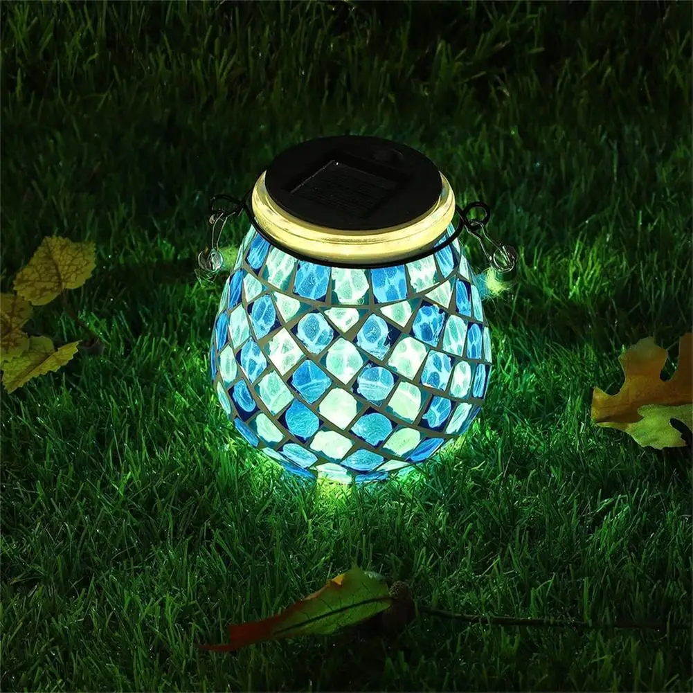 Linterna Solar para exteriores, luces colgantes, lámpara de mesa impermeable, luz nocturna de mosaico, decoración para jardín, Patio, fiesta