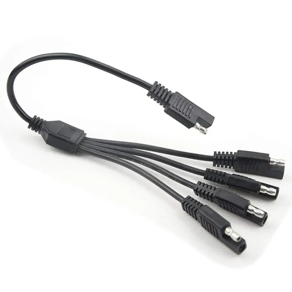 45CM 1 to 4 SAE Power Extension Cable Adapter Connector 5-Way SAE Adapter Connector 2 Pin Quick Connect Disconnect Plug