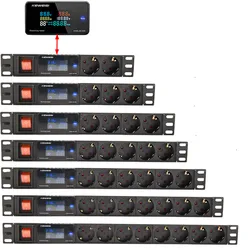 2〜8ソケットのデジタル電圧計,2〜8ソケット,ネットワークキャビネット,電源タップ,ヨーロッパ標準のソケット,2mケーブル