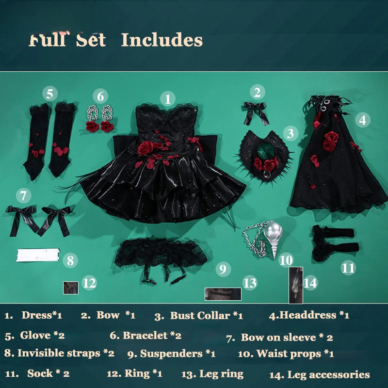 Black Game Identity V Cosplay Traje para Mulheres, Ada Messmer, Vestido Sexy, Dia das Bruxas, Natal, Ano Novo, Carnaval, Festa