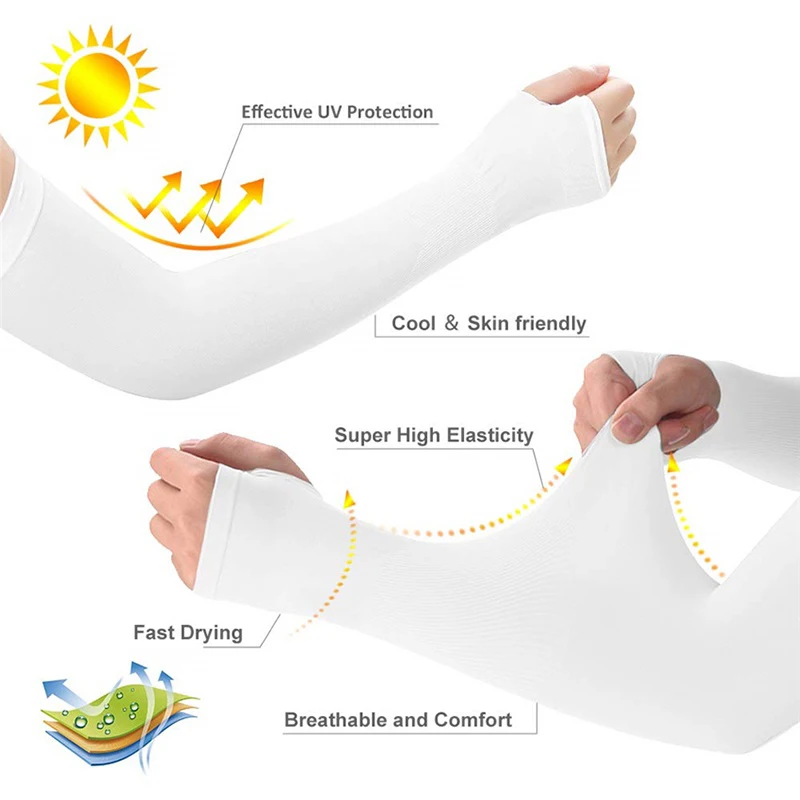 InjLong Sleeves Anti-Sunburn Arm Cover, Cool Hand Sleeves, Anti-UV Imaging Arm, Fingerless, Summer Ice, Men and Women, New