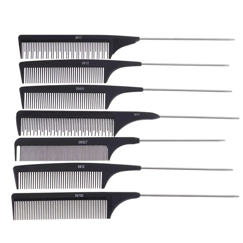 Professional Hair Tail Comb Salon Cut Comb Styling Stainless Steel Spiked