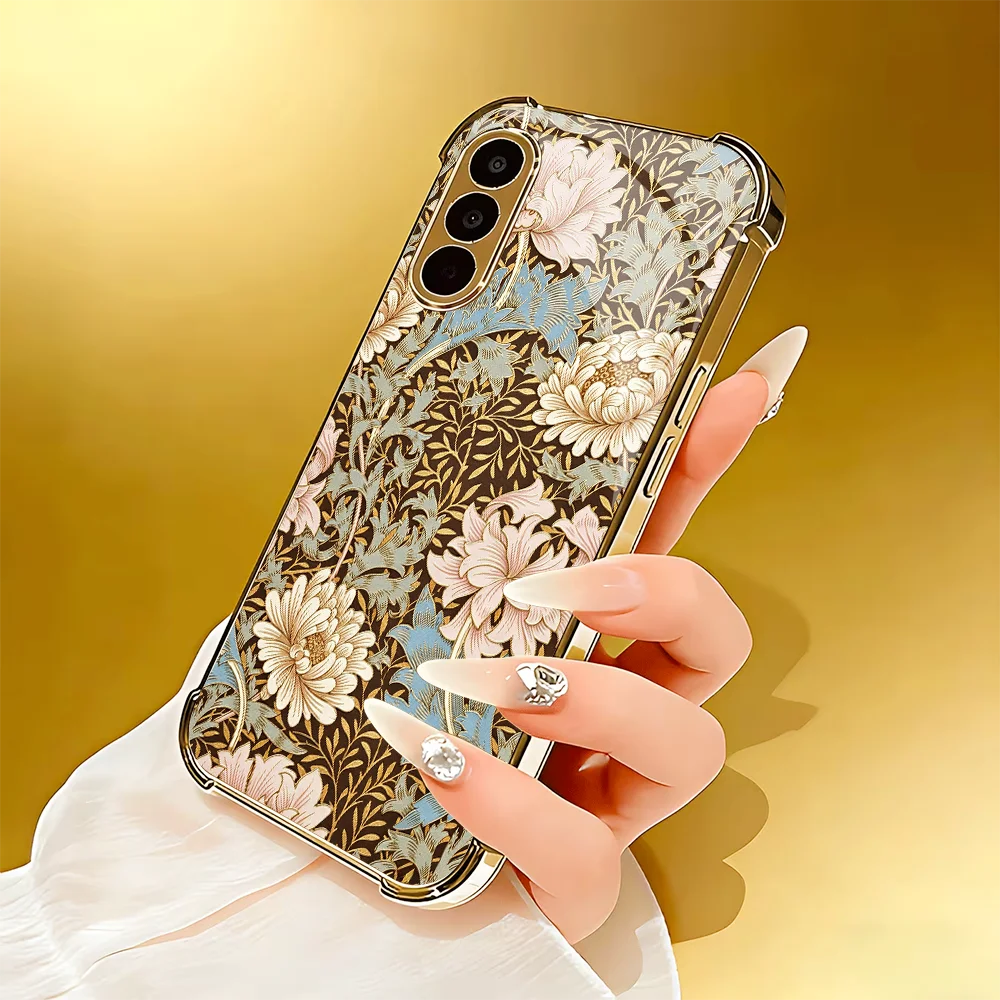 Stylish Colorful Vintage Bloom Art Glass Phone Case for Samsung Galaxy S26 S25 S24 S23 S22 S21Ultra FE Plus High-end Phone Shell 4