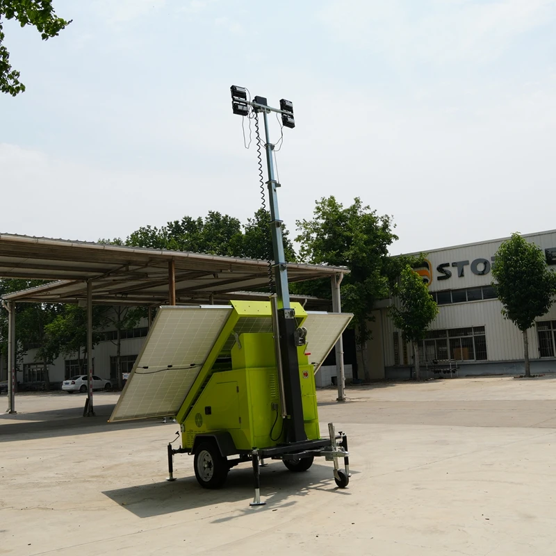 Solar Portable Lighting Tower 5m 7m 9m Height Adjustable Durable Compact Lighting Tower Equipped With A Remote Monitor