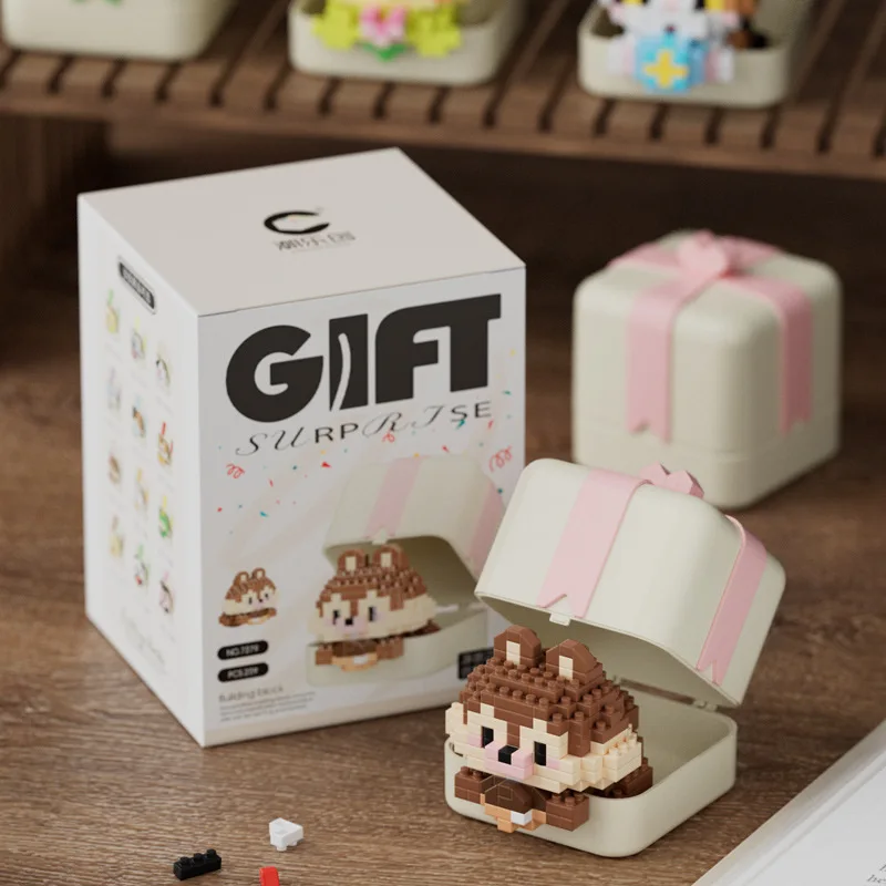 صندوق هدايا للحيوانات الأليفة، تمثال كرتوني، مكعبات بناء ألعاب الأطفال