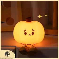 Bonita luz nocturna de calabaza, lámpara LED para dormir con forma de pato de silicona, luz nocturna táctil recargable para mesita de noche, luz nocturna para habitación de niños