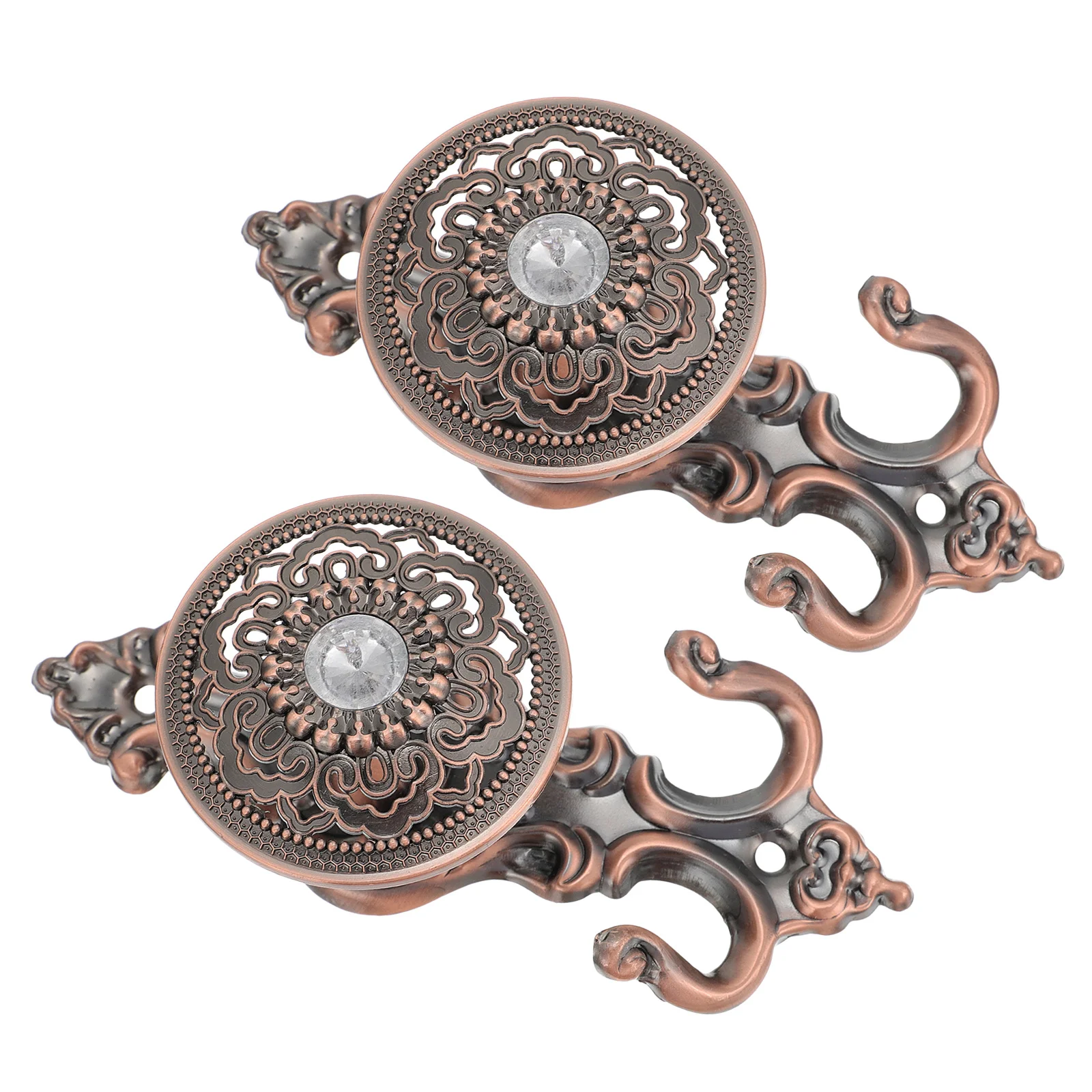 

1Pair Curtain Hooks European Style Aluminum Alloy Cyan Decorative Fixing Curtain Holders for Home Window Multifunctional Wall