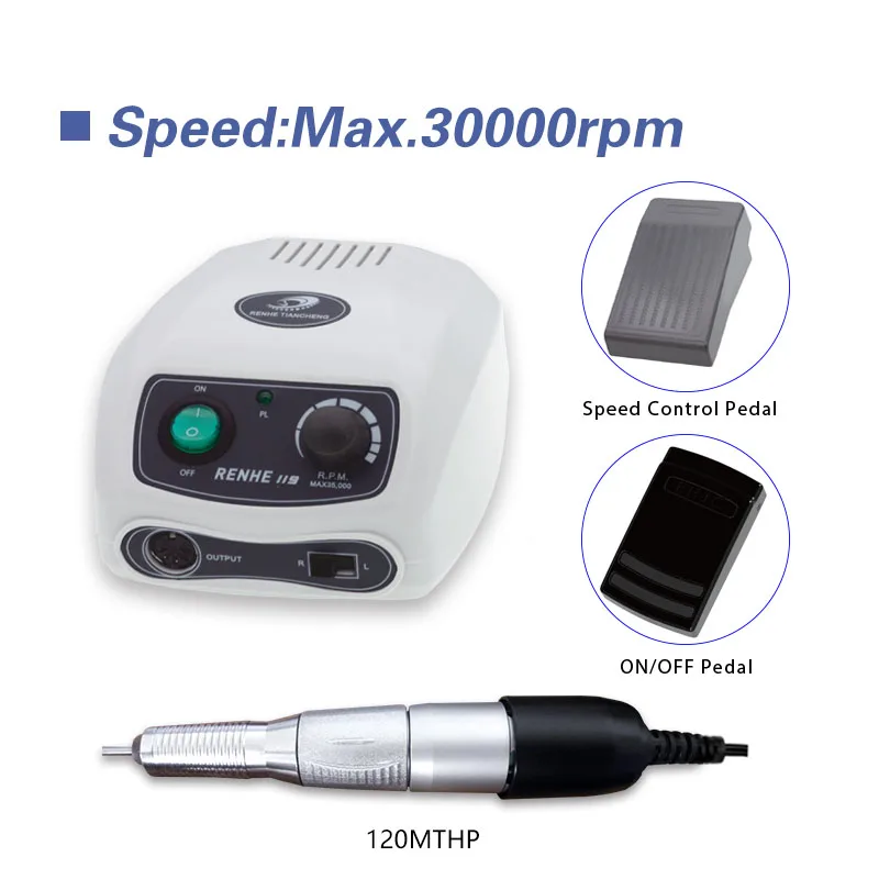 

RHJC RENHE 119 30000RPM Brush Micromotor with 120MT Handpiece Multifunctional Jewelry Nail Dental Electric Polisher Hand Grinder