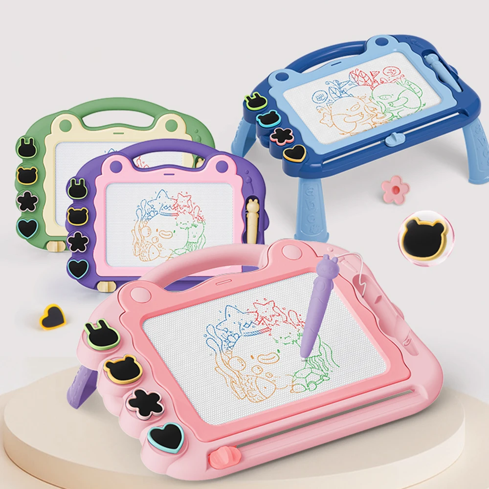 Tablero de dibujo magnético ZK101 para niños pequeños, almohadilla de escritura para pintar, juguete para bocetos de 2-3 años con 4 sellos y 1 bolígrafo, regalo de vacaciones