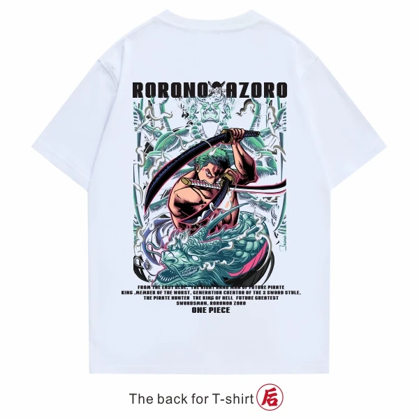 헤비 코튼 원피스 티셔츠 일본 트렌디 브랜드 애니메이션 Ronoya Sauron 패턴 주변기기 루즈 반소매