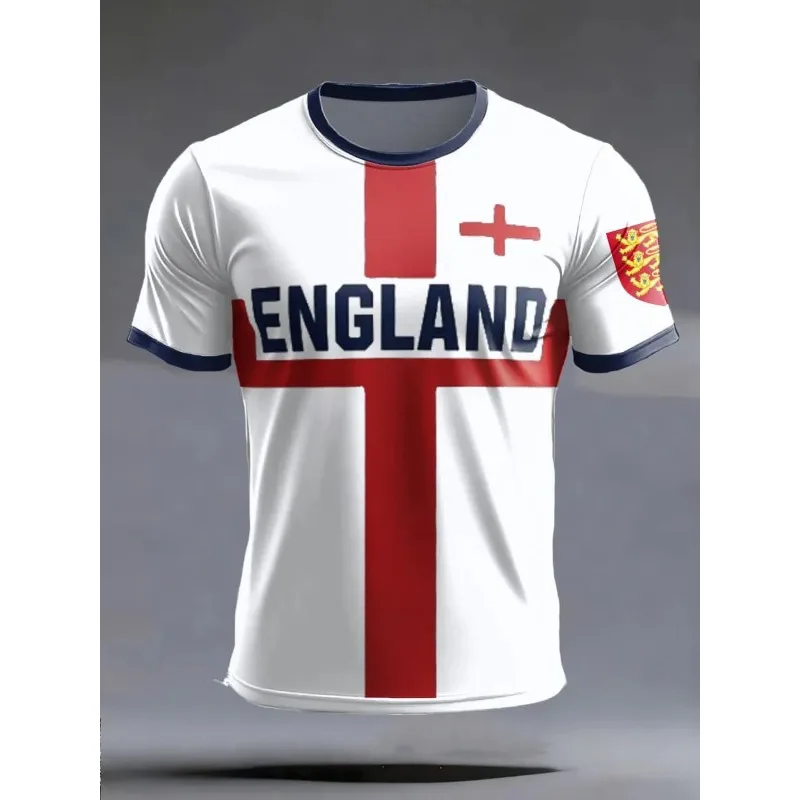 Toucan England Football Ringer T-shirt Catch of The Day Print Short Sleeve St George Cross Cuff Men Kids Casual Beer Party Tee