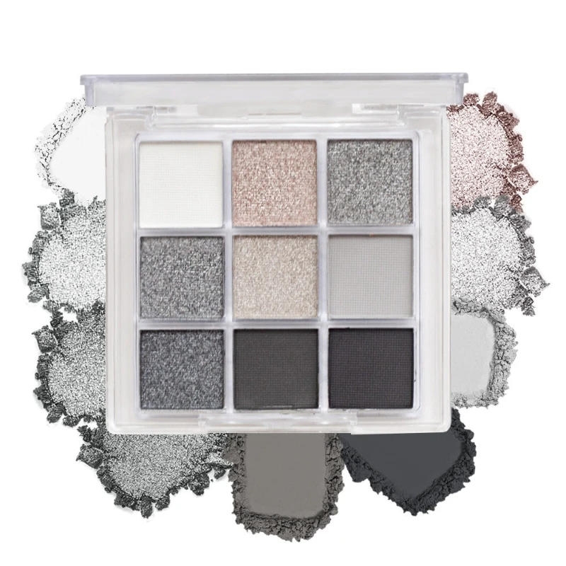 Paleta de sombras de ojos de 9 colores, paleta de sombras de ojos de tonos fríos y oscuros, paleta de sombras de ojos con brillo mate, paleta de sombras de ojos ahumadas