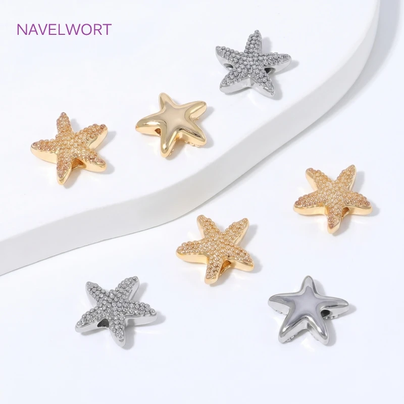 18K Gold Plated Starfish Spacer Beads For Bracelet Making,Brass Loose Beads,Separators For Beads,DIY Jewelry Making Accessories