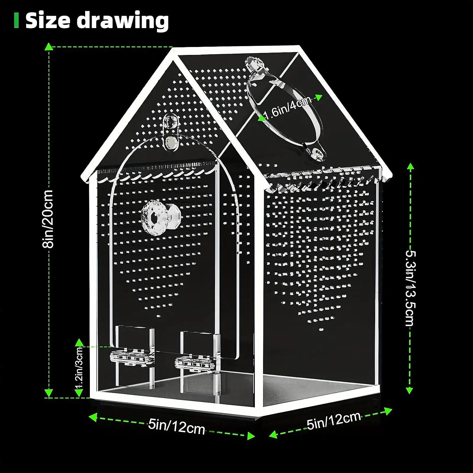 Reptile Habitat Cage Acrylic Breeding Box Transparent Terrarium Case for Reptile Accessory and Decor