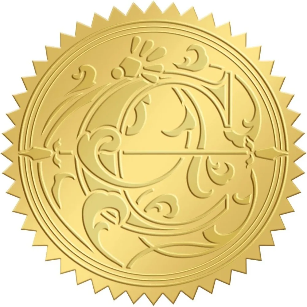 2 Inch Envelope Seals Stickers Letter C 100pcs Embossed Foil Seals Adhesive Gold Foil Seals Stickers Label for Invitations