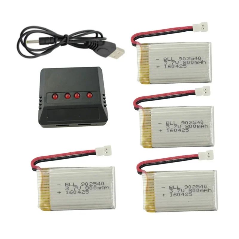 4 pièces * 3.7V 800mAh batterie et chargeur pour Syma X5C X5S X5SW V931 H5C CX-30W quadrirotor pièces de rechange