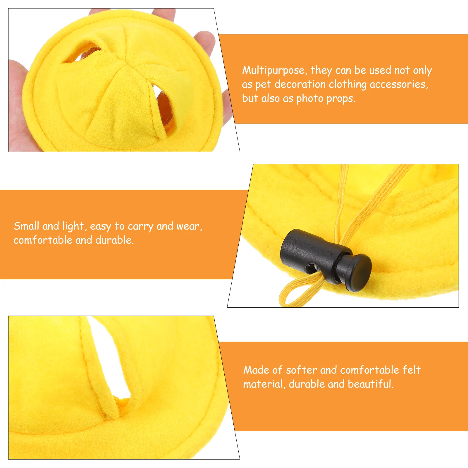 

Pet Yellow Hat Mini Pet Head Cover Soft Felt Material Cute Design Multipurpose Photo Props Cosplay Party Daily Wear Small
