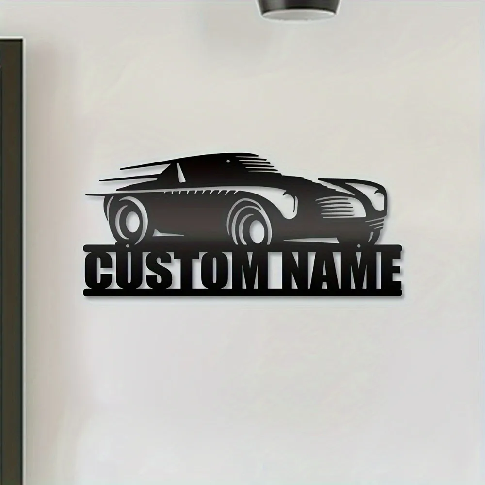 Custom Personalizable Black Iron Car Inspired Name Sign Tailored Wall Decor for Home Durable Hollow - Design Iron Enduring Sign