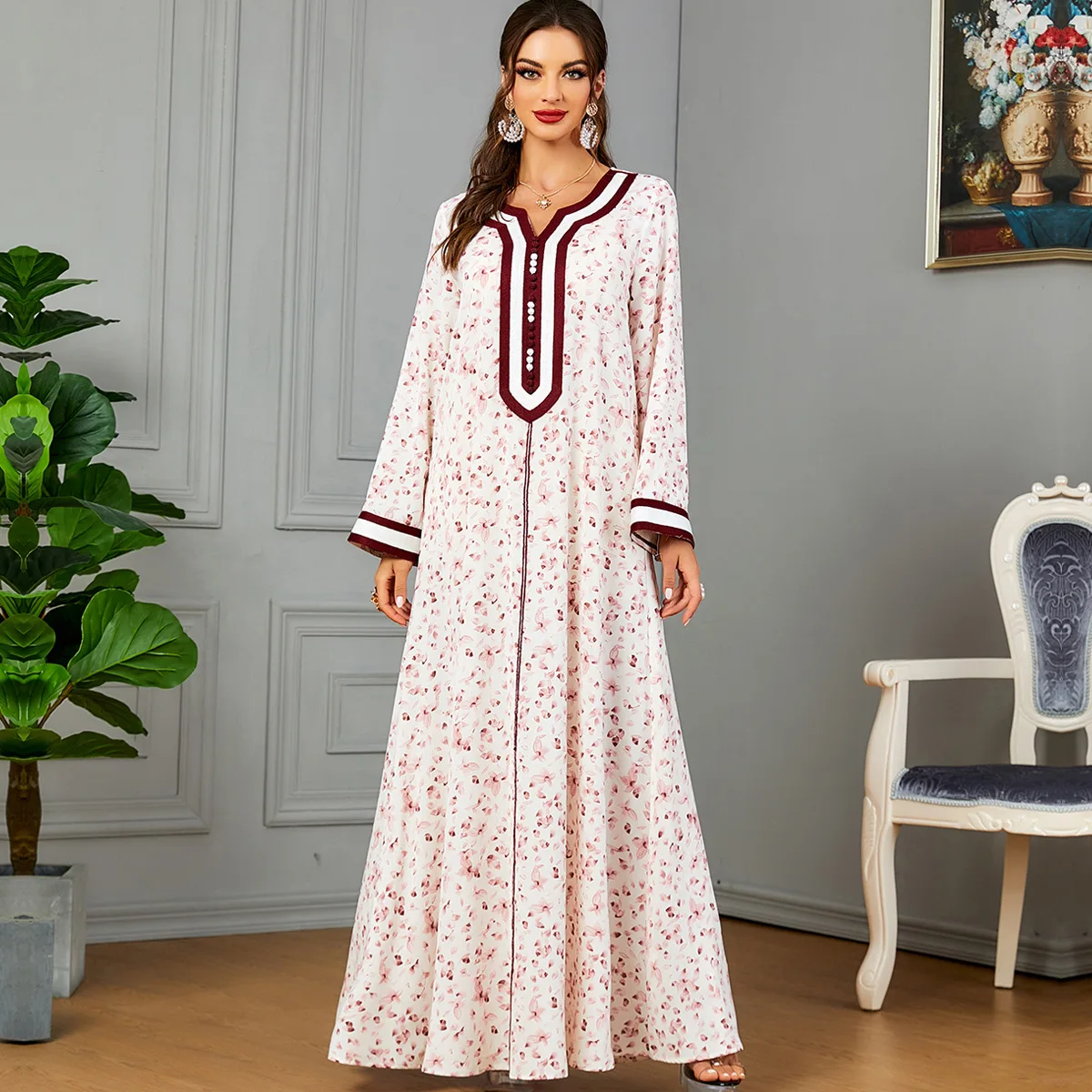 Muslimische Abend Maxi Kleid Handtuch bestickt Damen bekleidung Knopf Mode Kaftan arabische Robe lässig Abaya Kleidung 2024 Sommer neu