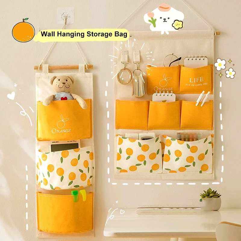 Creative Wall Hanging Storage Bag Fabric Storage Door Hanging Bags for Sundries Cosmetics Wall Pouch Wardrobe Organizer Hang Bag