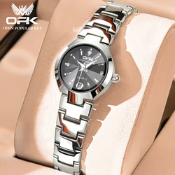 OPK 8105 Quartz Women's Watch Original Luxury Solid Stainless Steel Rhombus Mirror Waterproof Watch Elegant Diamond Women Watch