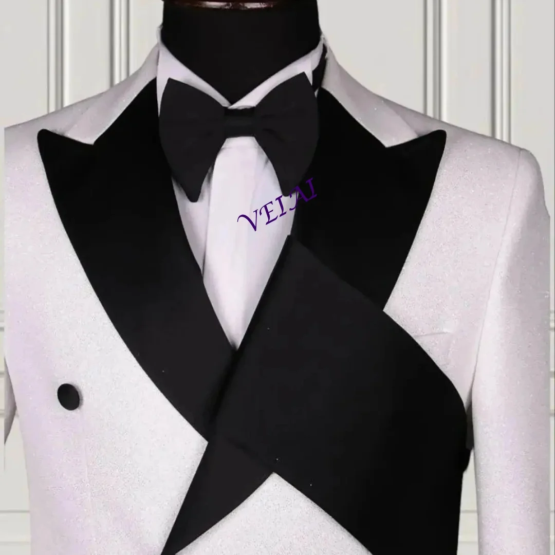 

Мужские костюмы на заказ: современный дизайн, 2 предмета (белый пиджак, черные брюки), уникальный воротник, двубортный, с поясом, для вечерних мероприятий, свадеб, женихов