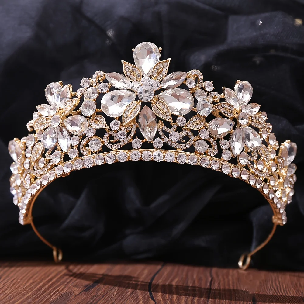 Baroque Crystal Crown Tiara For Women Bride Rhinestone Prom Princess Diadem Bridal Wedding Hair Accessories Jewelry Crown Tiara image 5