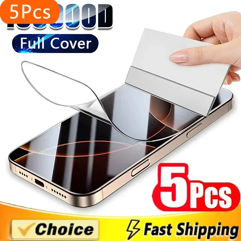 

5Pcs Hydrogel Film for IPhone 16 14 13 12 11 15 Pro Max Mini 7 8 14 15 16 Plus Screen Protector for IPhone X XR XS MAX Not Glass