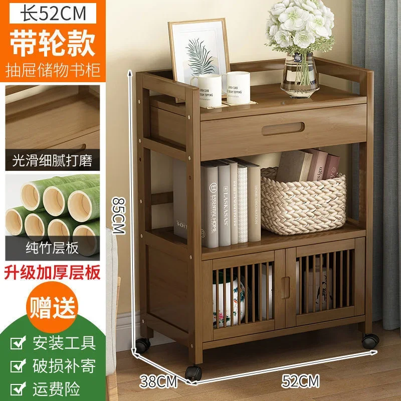 Retro Solid Timber Tea Table with Drawers Portable Auxiliary Side Cabinet Classic Living Room Dining Storage