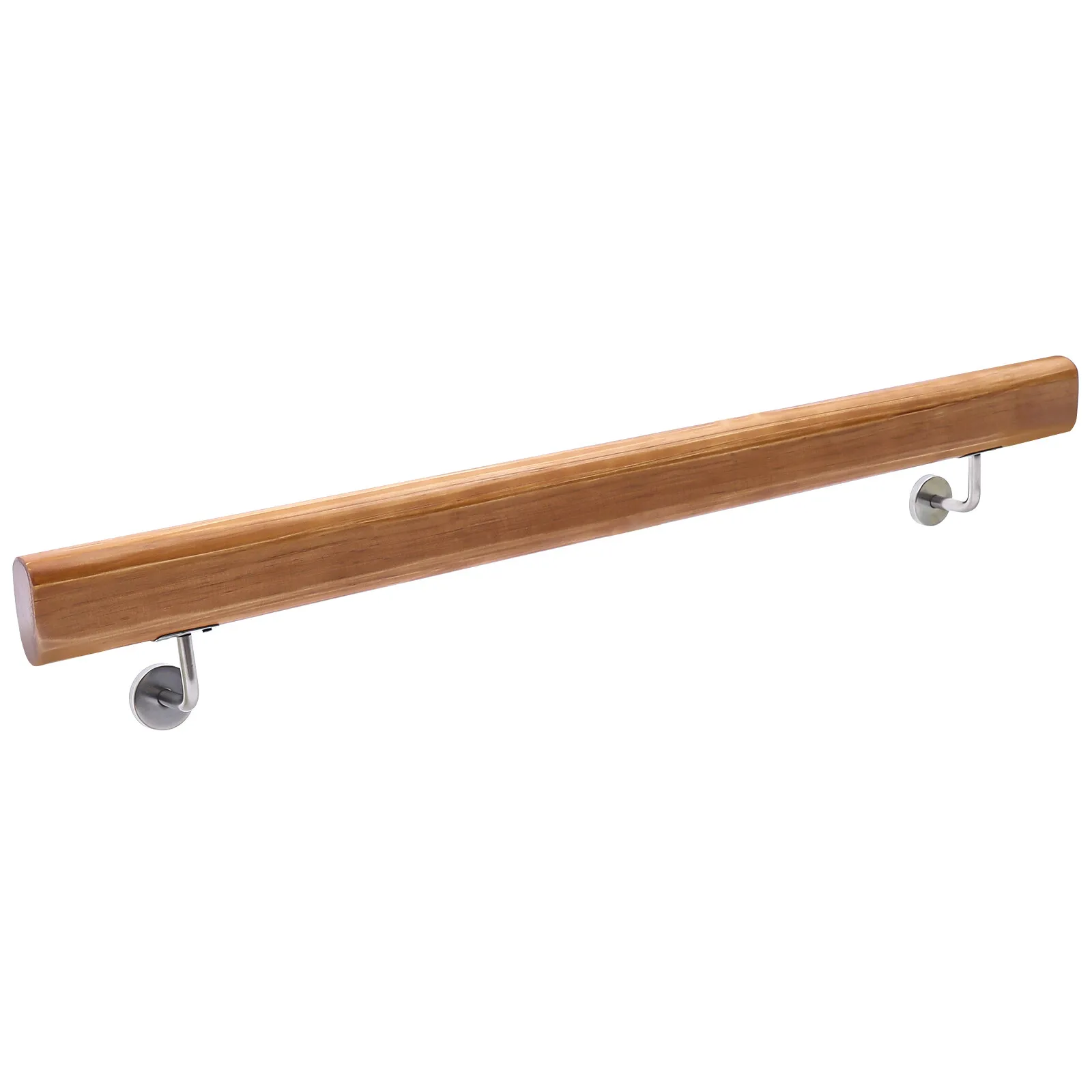 Stair Handrail with Pine Wood and Stainless Steel, Wall Mounted, Scandinavian Style, Easy to Install for Home Safety
